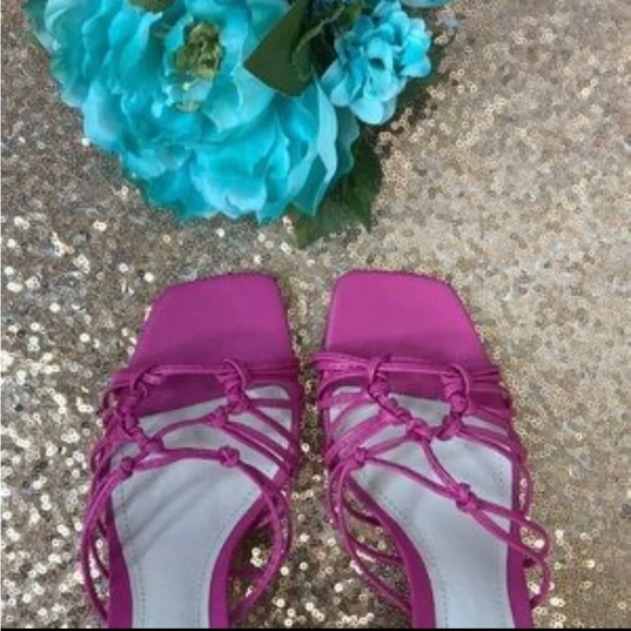 Schutz Pink Leather Sandals Mules Heel Size 9.5 - Picture 4 of 4